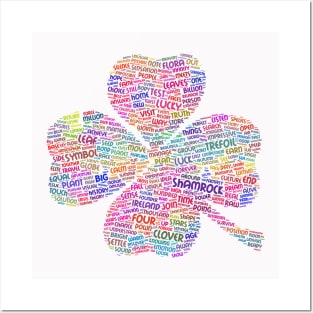 Shamrock Leaf Silhouette Shape Text Word Cloud Posters and Art